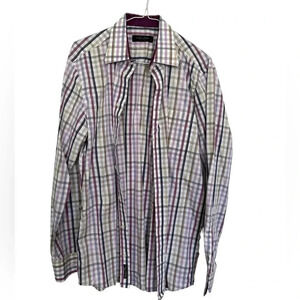 Klauss Boelher Purple Plaid  Men's Shirt size 15.5